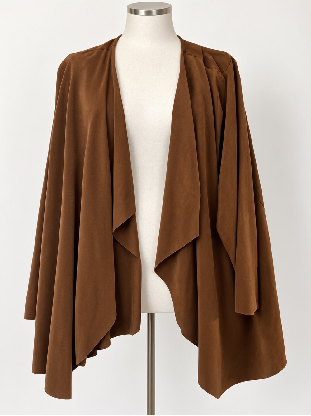 Soft Surroundings Brown Faux Suede Waterfall Drape Jacket Cardigan Boho
